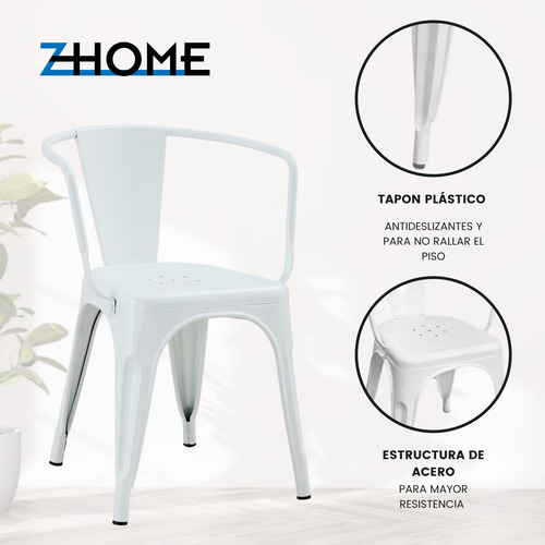 Silla Comedor Apoyabrazo Tolix Reforzada De Hierro Zhome X4