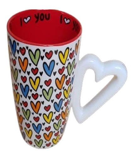 Taza De Ceramica Corazon Te Cafe Bebidas Mensaje De Amor Color Corazones Con Rojo