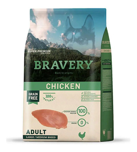 Bravery Chicken Adulto Raza Medianas Y Grandes 4kg