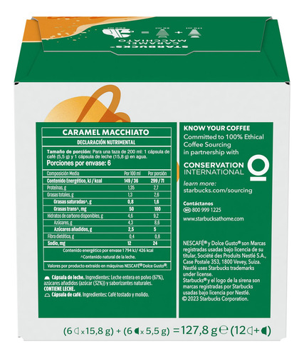 Caja X12 Capsulas Nescafé Polvo De Café Y Leche 127.8g