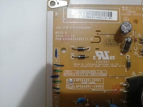 39. Fuente De Poder Eax66203001 (1,6) Tv LG 42lf5600 (Usado)