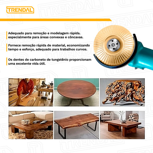 Kit 4 Disco Abrasivo Para Lixar Desbastar Esculpir Ângulo De Madeira Esculpida Reforçada