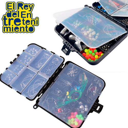 Imagen 3 de 7 de Valija Pesca Tanza Plomada Anzuelo Kit 241 Psc - El Rey