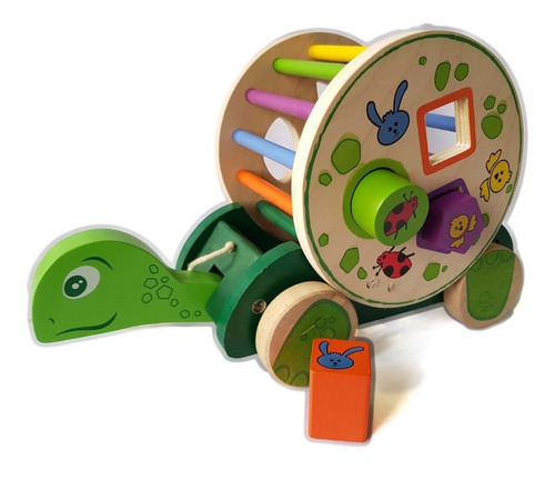 Juego Tortuga Arrastre Encajar Madera Didactico Montessori