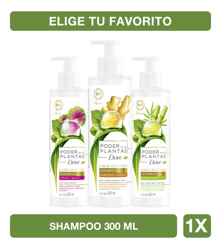 Dove Poder De Las Plantas Shampoo 300ml 