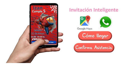 Invitacion Spiderman Hombre Araña Gps Confirmacion Whatsapp 