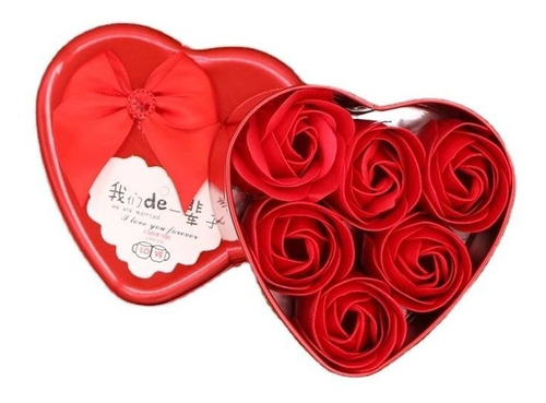 Peluche De Osito Con Rosas Jabón Caja Metalica Corazon Cinta
