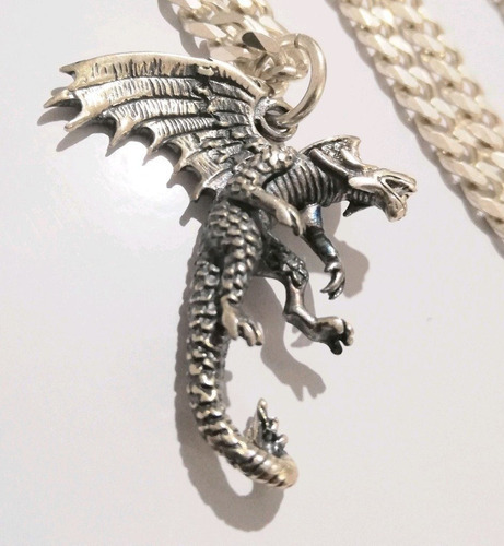 Dije Colgante Dragon Medieval. Plata 925  