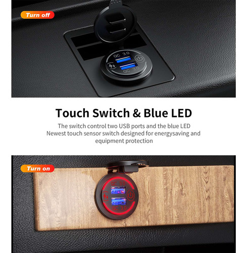 K Cargador De Coche Usb Multipuerto Qc3.0 Para Cigarros De