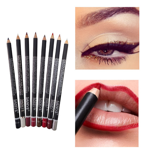 Set 8 Delineadores De Lapiz Ojos Y Labios Colores Intensos