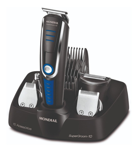 Barbeador e cortador de cabelo Mondial Super Grooming BG-03  preto e azul 110V/220V