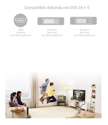 Imagen 5 de 6 de Cable Hdmi A Dvi D 24+1 Bidireccional 1.8m Fullhd Video Tv
