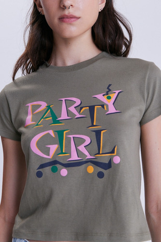 Remera Party Girl Cher Mix Verde Mujer De Algodón