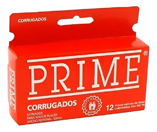 Preservativo Prime Corrugado Rojo X 12 Un