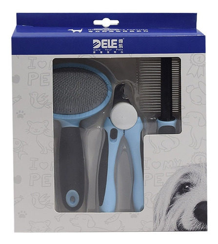 Kit Para Limpieza Y Cuidado De Las Mascotas Pets Log-on Azul