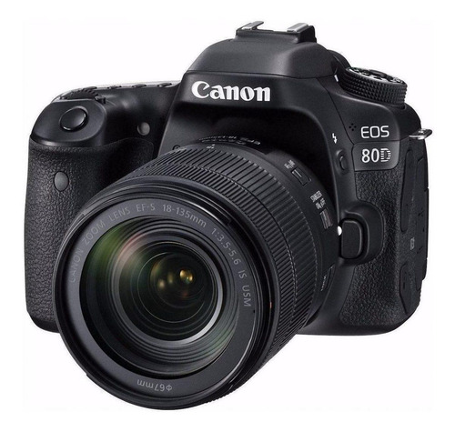  Canon EOS Kit 80D + lente 18-135mm f/3.5-5.6 IS USM DSLR color  negro