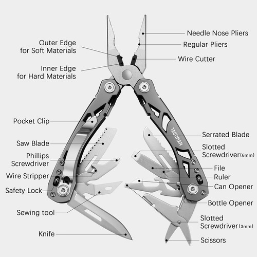 Cuchillo De Bolsillo Multiherramienta 15 En 1 Tactiman