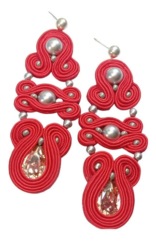 Aretes Rojos Largos Elegantes Livianos E Hipoalergénicos