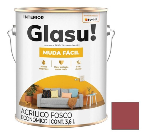 Pintura Latex Glasu 3.6l Rojo Claro Achiote Diluible 20%