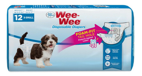 Wee Wee Diapers X Small 12u Pañales Desechables Para Perros 
