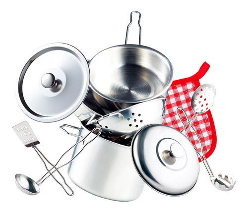 Juego De Cocina Trastes Bateria Juguete De Rol 11 Piezas