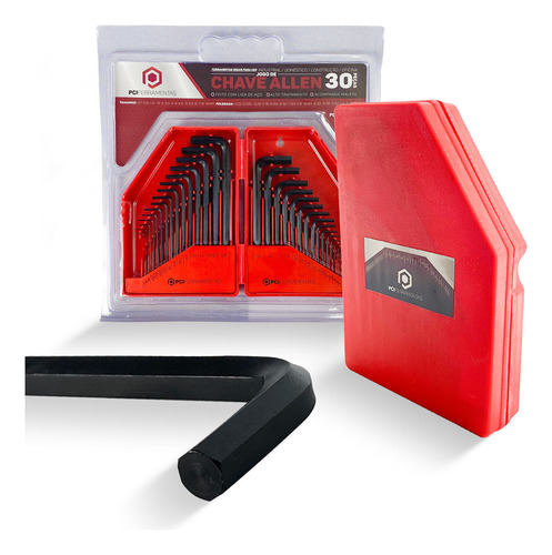 Kit 30 Chaves Hexagoniais Allen Profissional