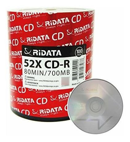 Cds Grabables Paquete De 100 Cd-r Ridata 52x 700mb 80min Dis