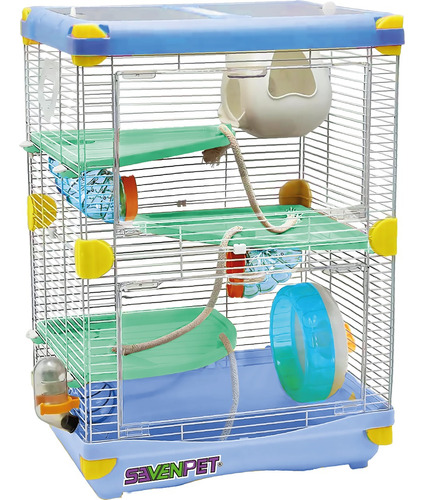 Jaula Casa Hamster Raton Rueda Bebedero 50x35x27cm 10196 Color Azul