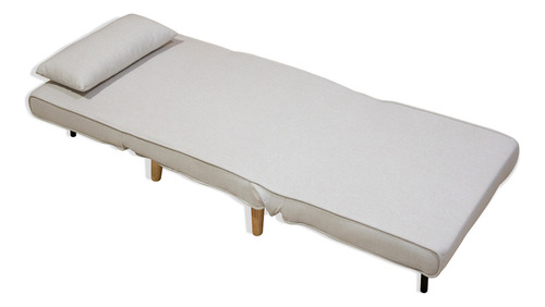Sofá Cama Plegable Individual Respaldo Reclinable Color Beige