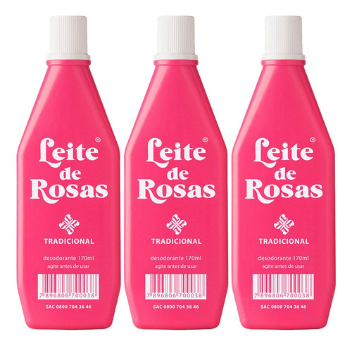 Leite De Rosas Cuida Limpa Protege Trata Pele Rosto 3x170ml