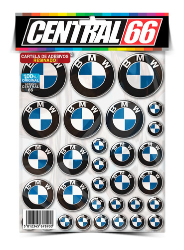 Cartela Resi Adesivo Bmw Logos Original Galinha 46 9x Campeã