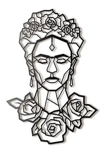 Frida Kahlo De Madera Diseñ Geométrico De 105x95cm 3b Decora