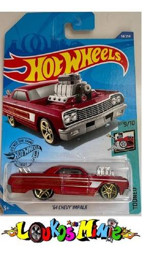 Hot Wheels Tooned  ´64 Chevy Impala 58/250 Lacrado 1:64 Verm