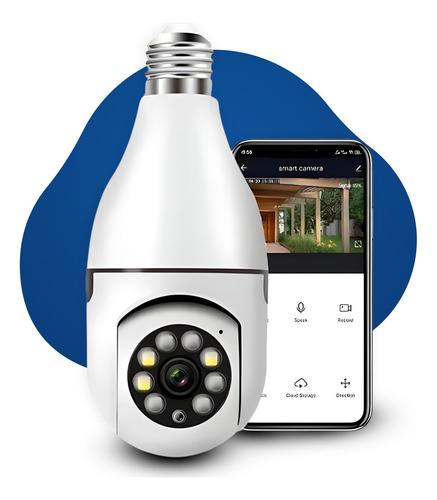 Camera Wifi Lampada Ip 360 Segurança Full Hd Visão Noturna Cor Branco