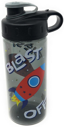 Cool Gear Black Blast Off - Botella De Agua De Plastico, 16