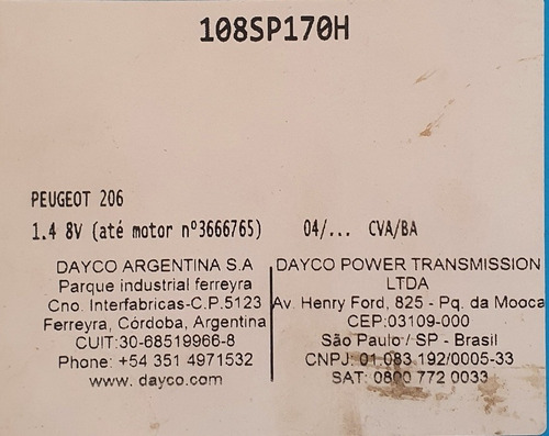 Imagem 5 de 5 de Correia Dentada Peugeot 206 1.4 8v 2004/ , Citroen Ax 1.4