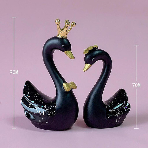 Resina Cisne Estatua De Pie Escultura Arte Novedad Negro