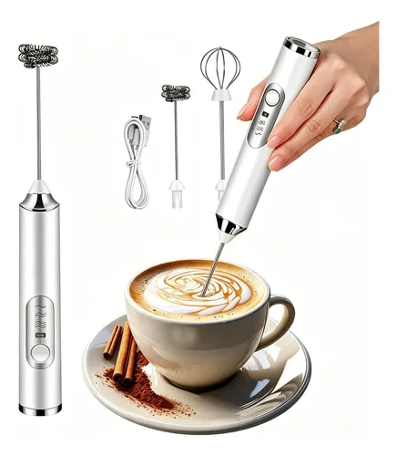 Misturador Bebidas Ovos Portátil Recarregável Mini Mixer Branco