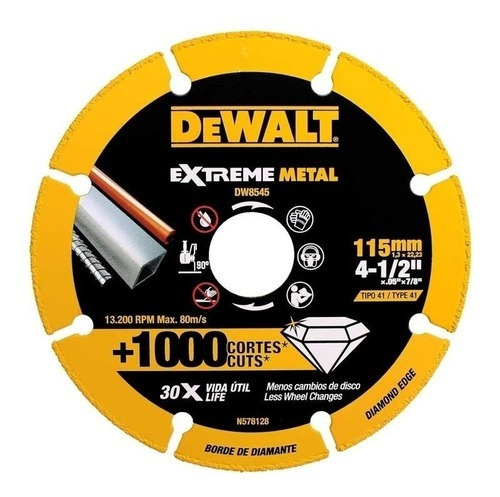 Disco Diamantado Corte Metal 4 1/2 Dewalt Extreme 1000cortes