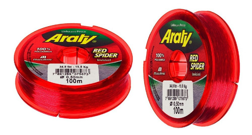 Linha De Pesca Araty Red Spider 0,35 Mm 100 Metros C/ 10 Un