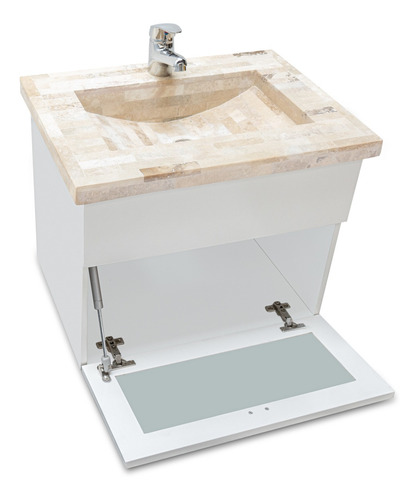 Imagen 5 de 10 de Vanitory Colgante Laqueado 50cm Travertino Griferia