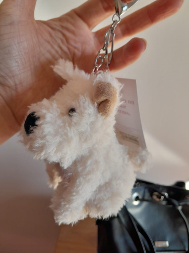 Llavero Peluche Perro. Accesorio Para Mochila. Bag Charm Blanco