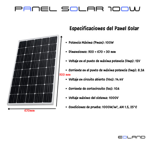 Pack 4 Panel Solar Casa Monocristalino Fotovoltaico 100w 12v