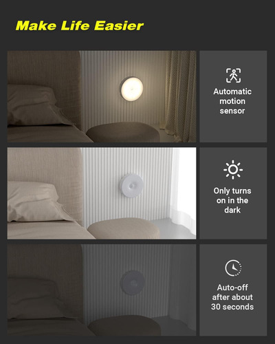 Luz Nocturna Con Sensor De Movimiento Para Interiores, Luz L