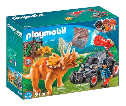 Coche Con Dinosaurio Y Triceratops Didactico 9434 Playmobil