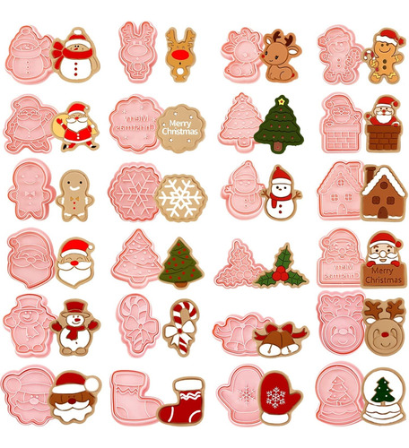 Sellos De Galletas De Navidad En Forma De Papa Noël, Alce Y