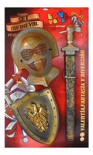 Set Medieval Disfraz Boy Toys Escudo Espada Casco Guerrero