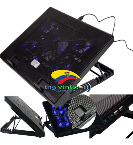 Imagen 1 de 5 de Base Enfriadora 5 Ventiladores Inclinable 5 Posiciones Usb