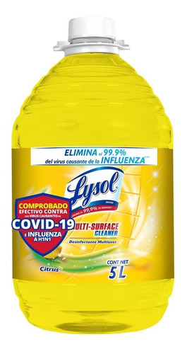 Imagen 1 de 4 de Limpiador Líquido Desinfectante Multiusos Lysol Citrus, 5l