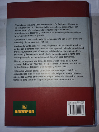 Impuesto A Las Ganancias 12 Edición Reig Gebhardt Malvitano (Usado)